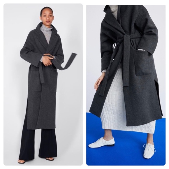 zara belted wrap coat